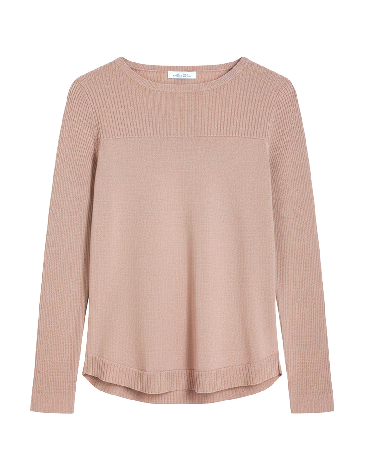 WOMEN'S RIBBED YOKE CREWNECK KNIT TOP