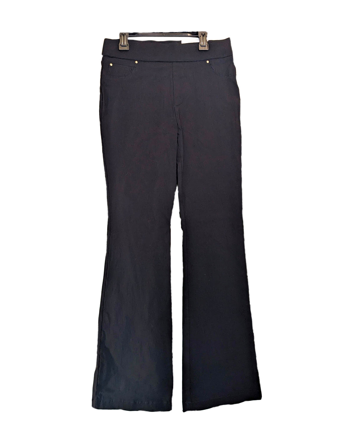 BLACK HIGH-RISE FLARE LEG PANTS
