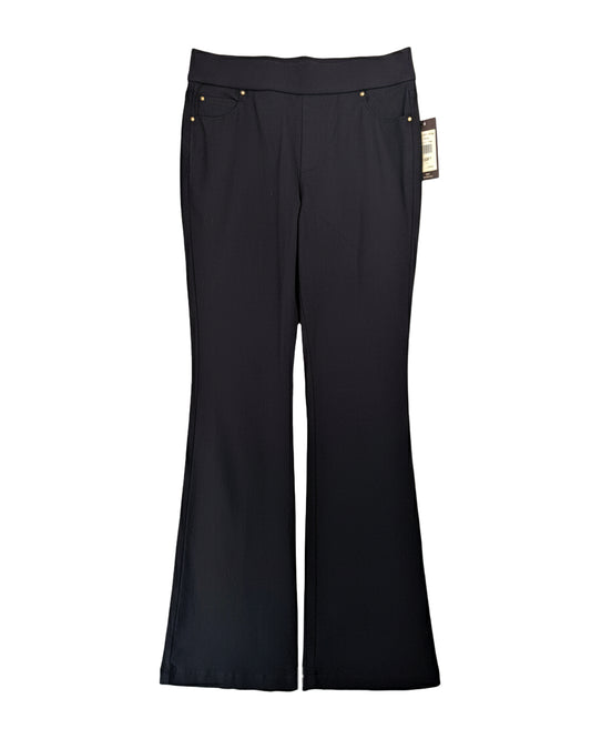 BLACK HIGH-RISE FLARE LEG PANTS