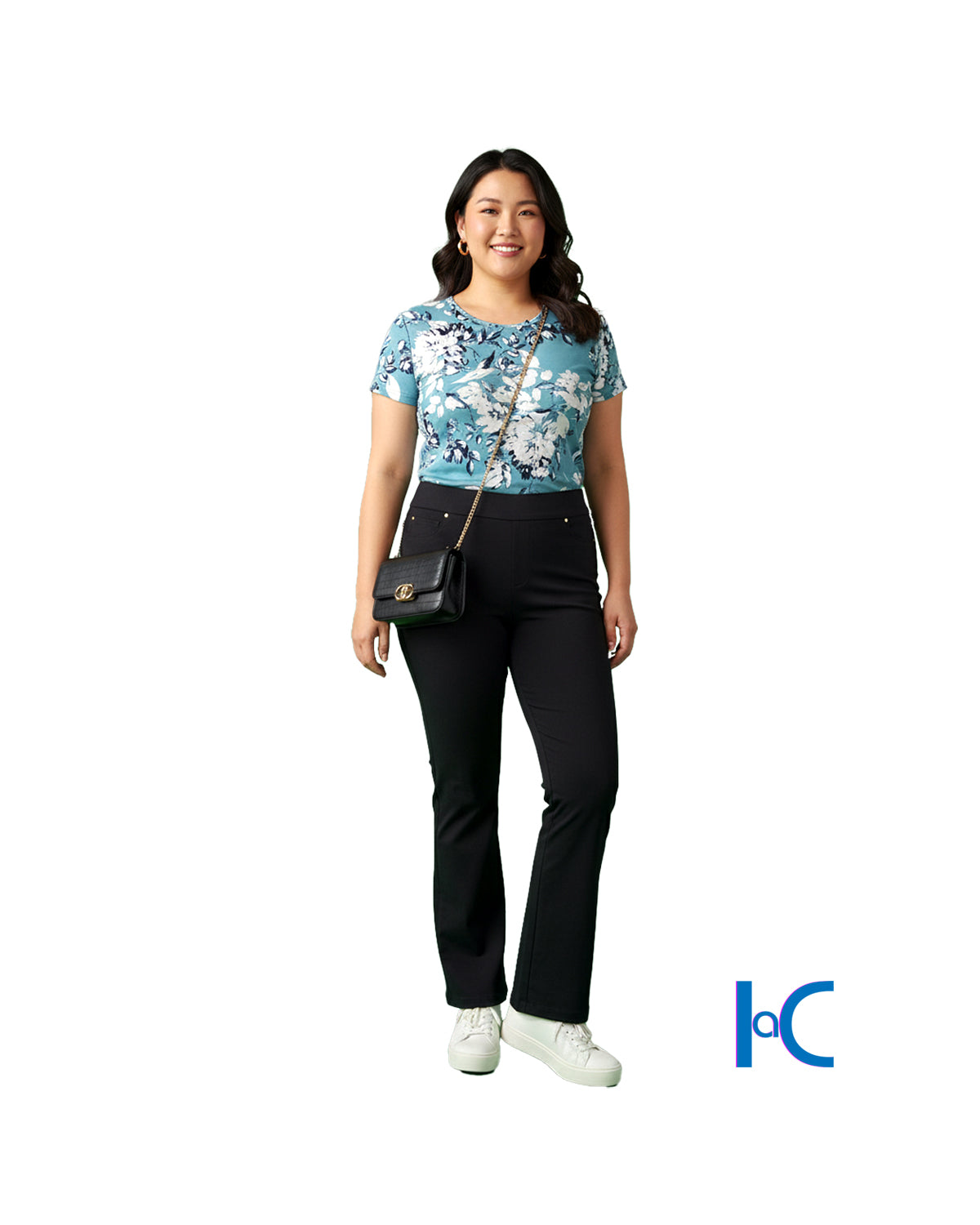 BLACK HIGH-RISE FLARE LEG PANTS