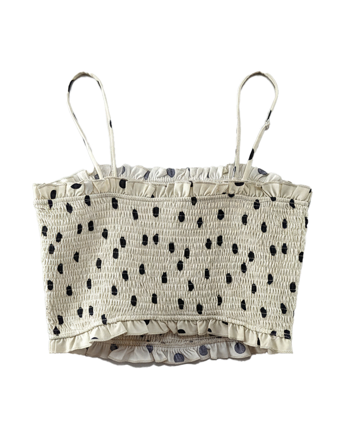 JUNIOR'S BLACK DOT SMOCKED TANK