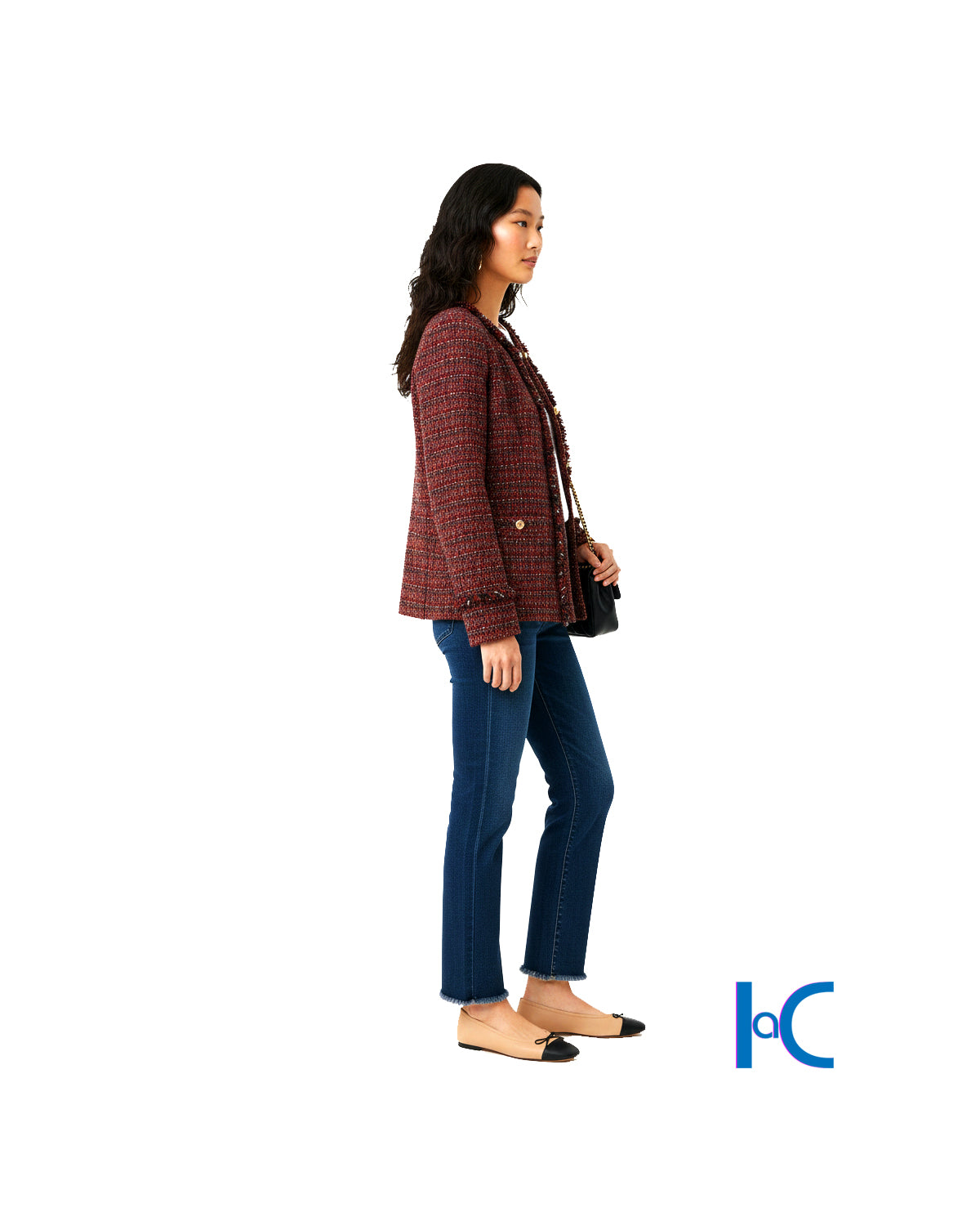 ANNE KLEIN OPEN-FRONT TWEED BLAZER