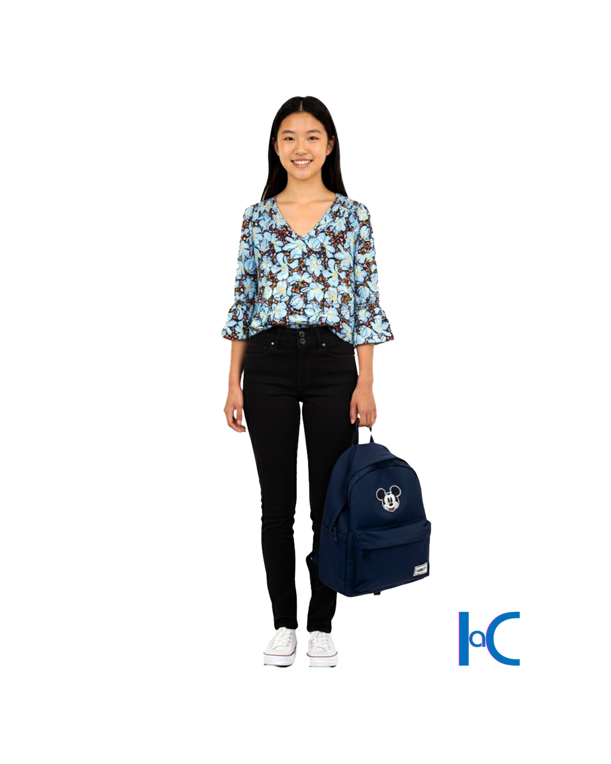 BLOOMING BLUE V-NECK TOP