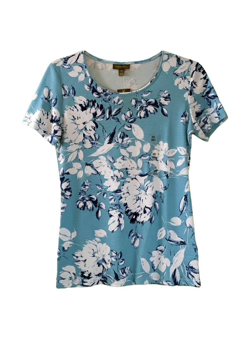 FLORAL PRINT SCOOP-NECK TEE