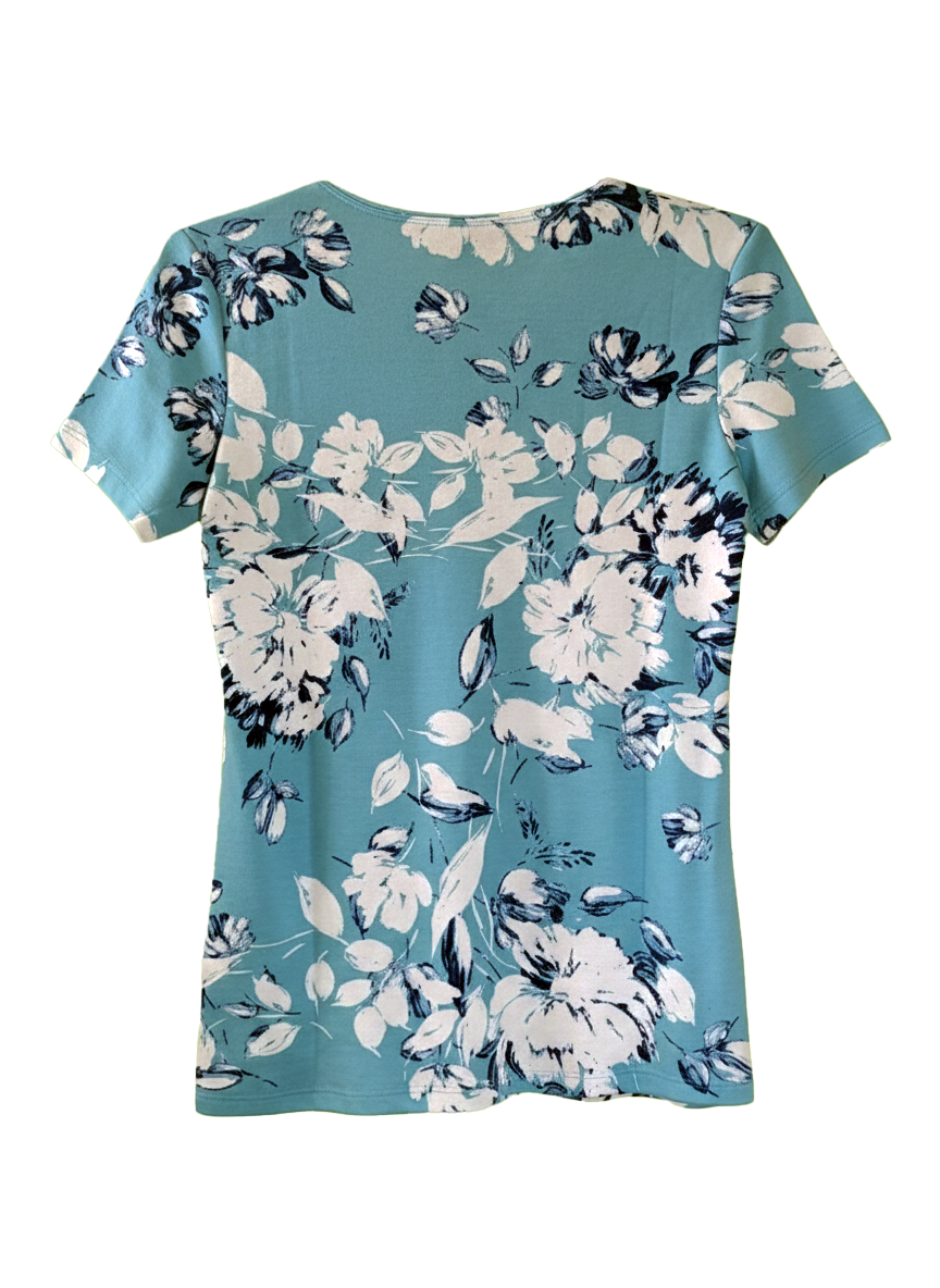 FLORAL PRINT SCOOP-NECK TEE
