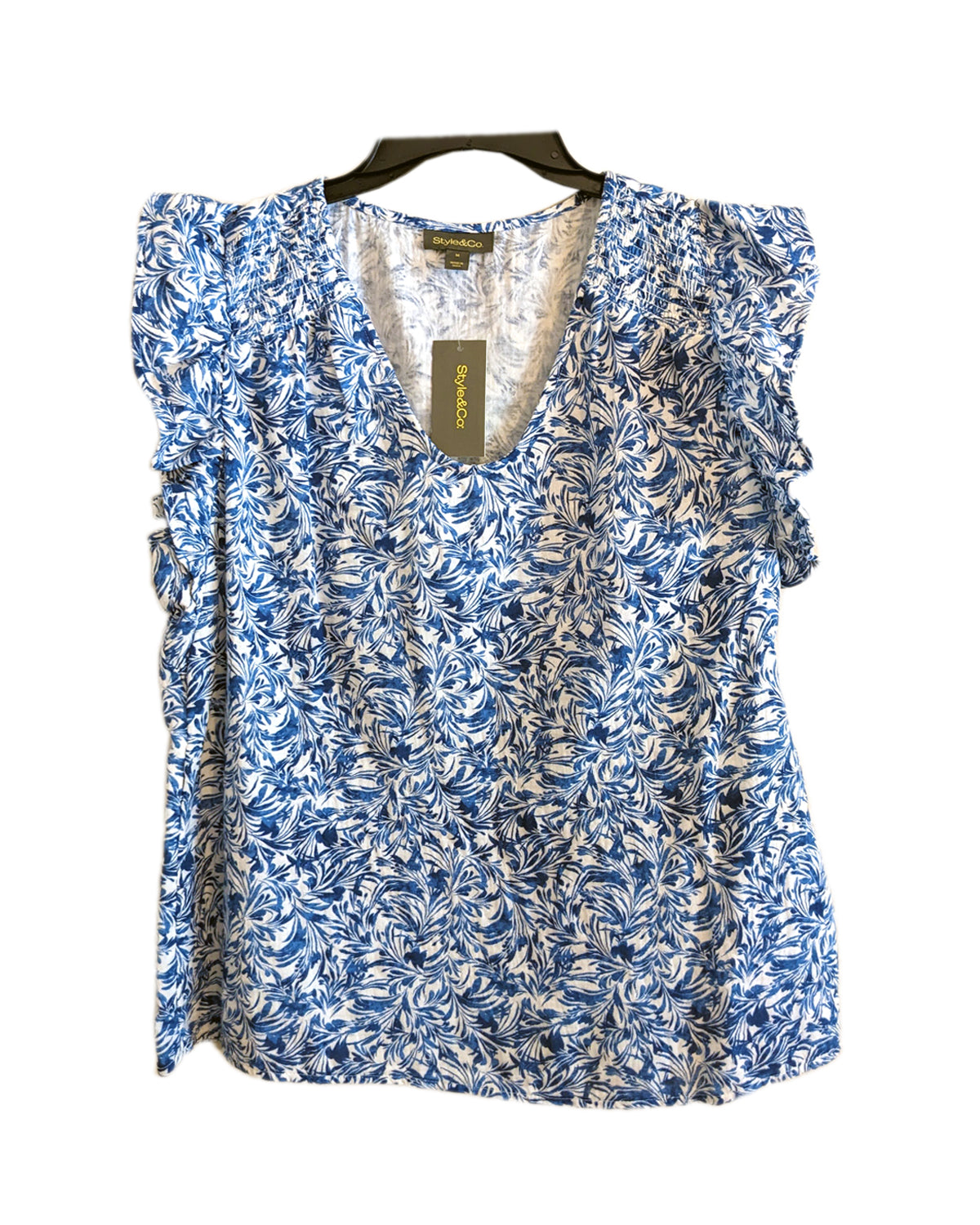 FLORAL RUFFLE SLEEVES TOP