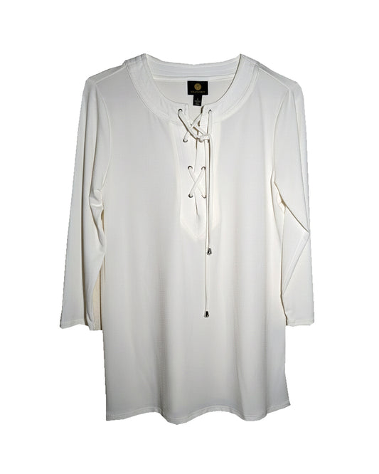 WOMEN'S TIE-NECK KEYHOLE BLOUSE