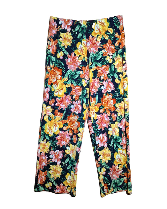 ELASTIC WAIST WIDE-LEG FLORAL PALAZZO