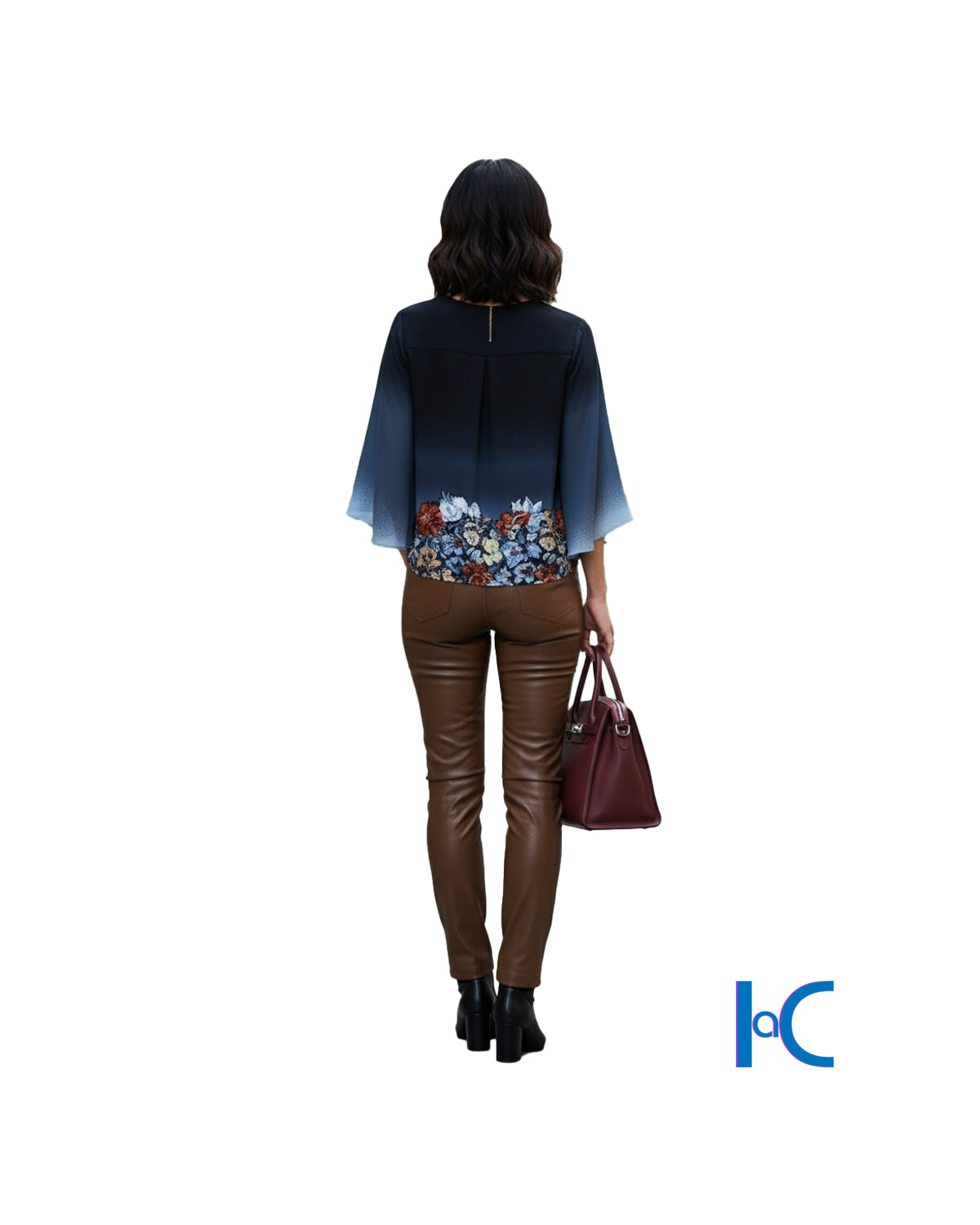 SPLIT-NECK MOSAIC ELEGANT BLOUSE