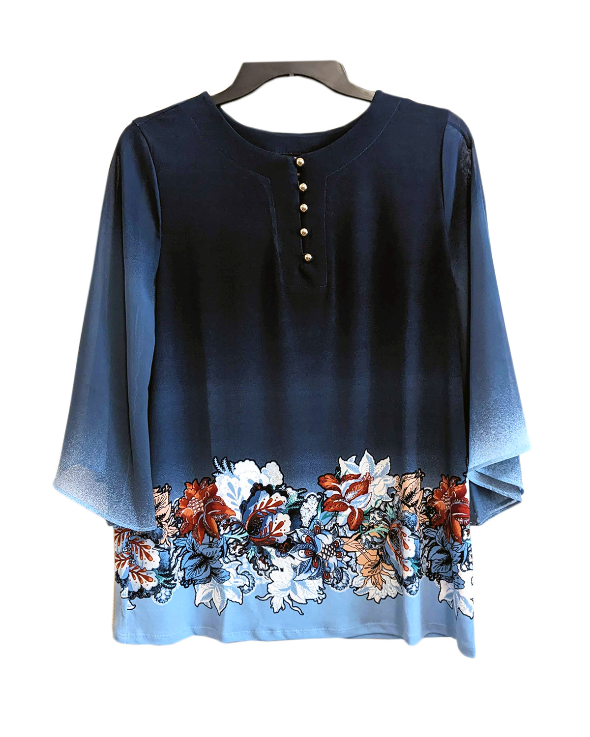 SPLIT-NECK MOSAIC ELEGANT BLOUSE
