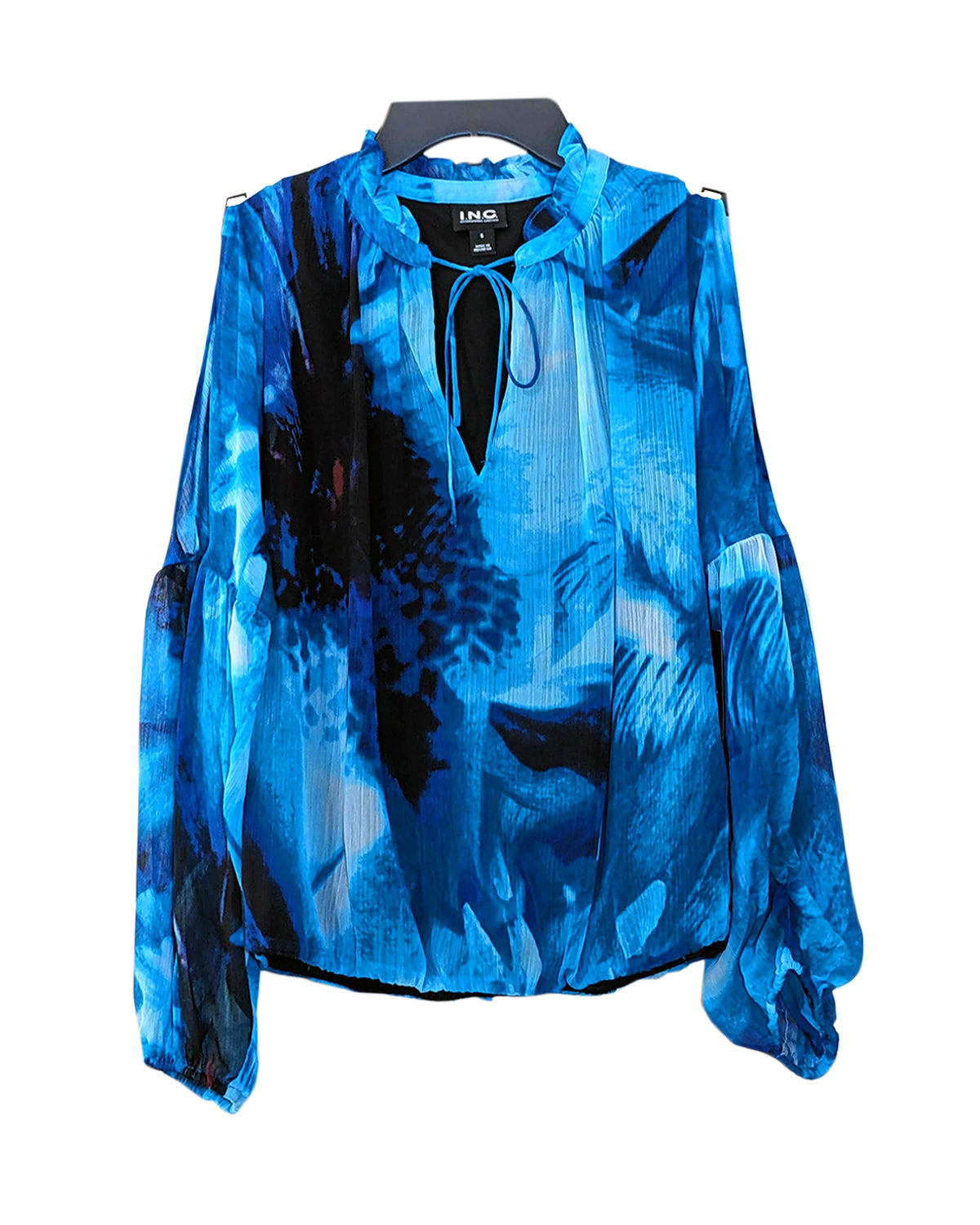 FLORAL PRINT BOW TIE WOMEN'S BLOUSE