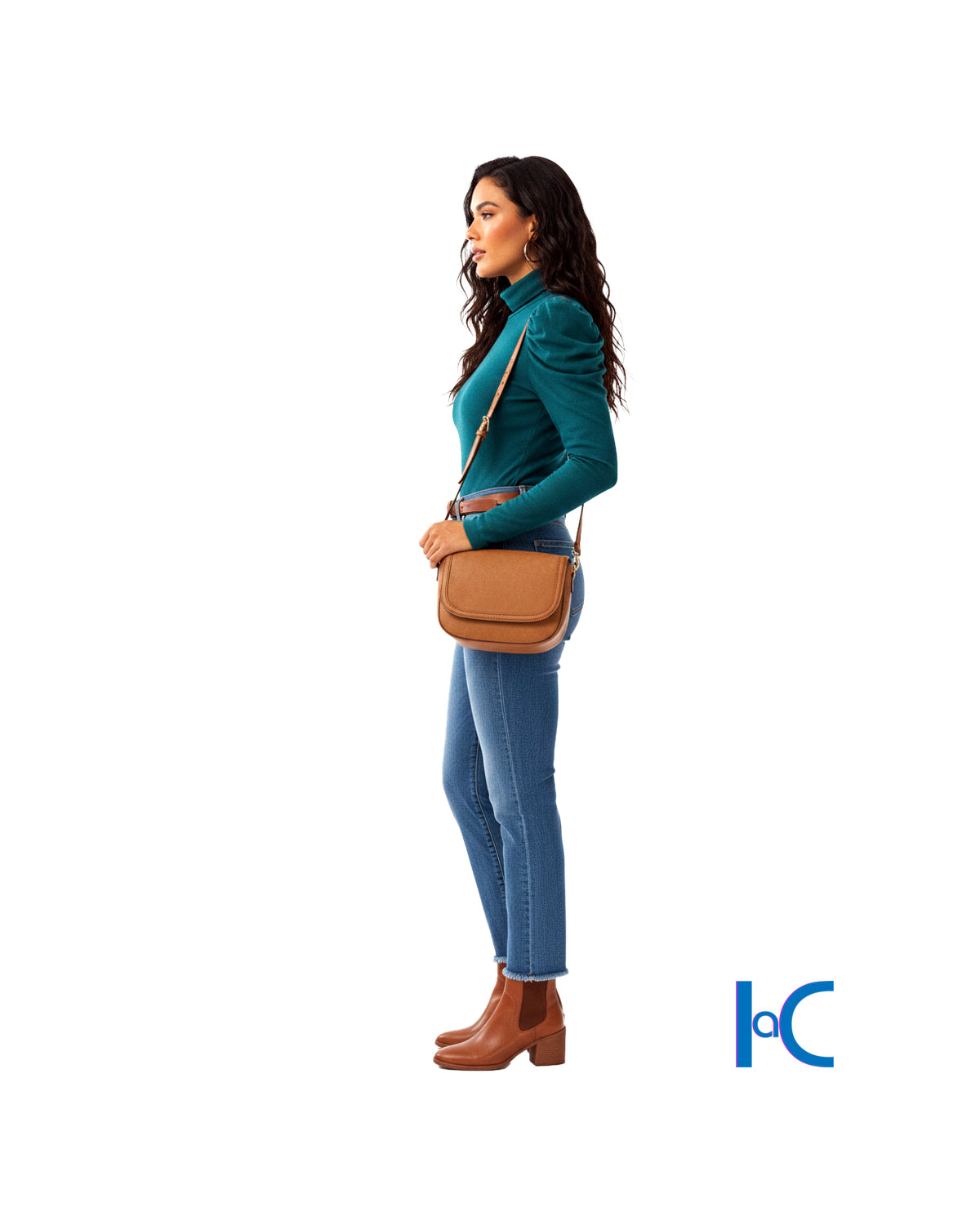 PUFF-SLEEVE RIBBED TURTLENECK TOP