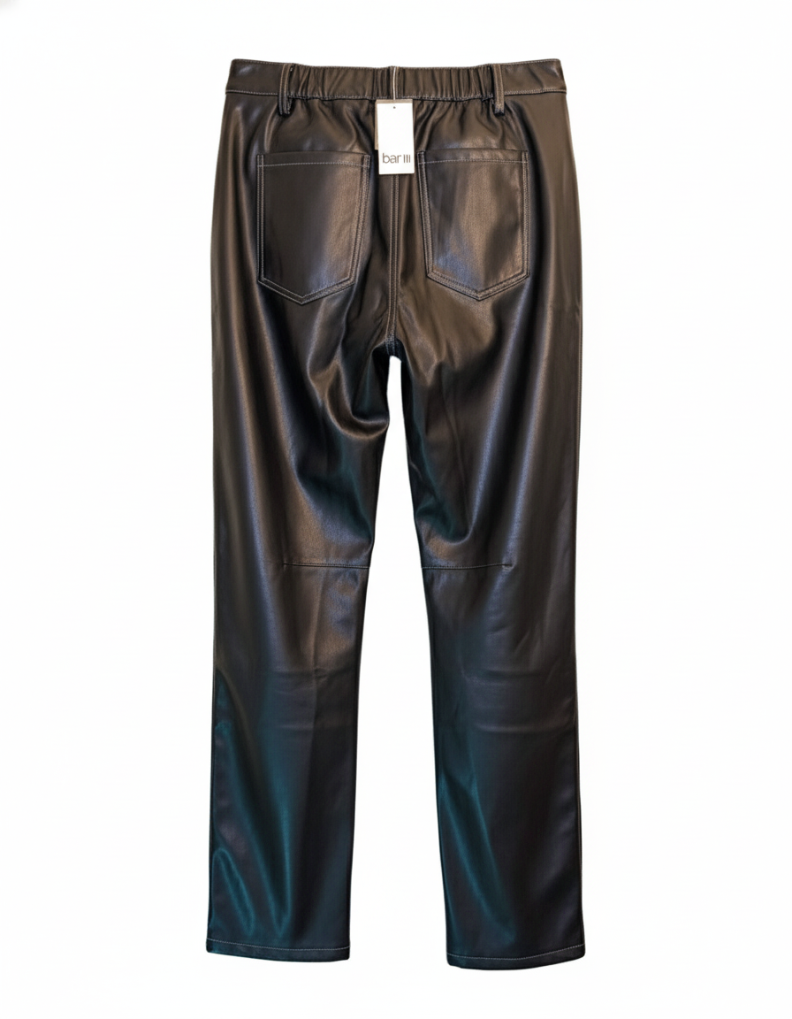 BLACK FAUX LEATHER WOMEN'S PANTS