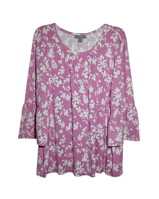FLORAL PINK WARM ROUND NECK TOP
