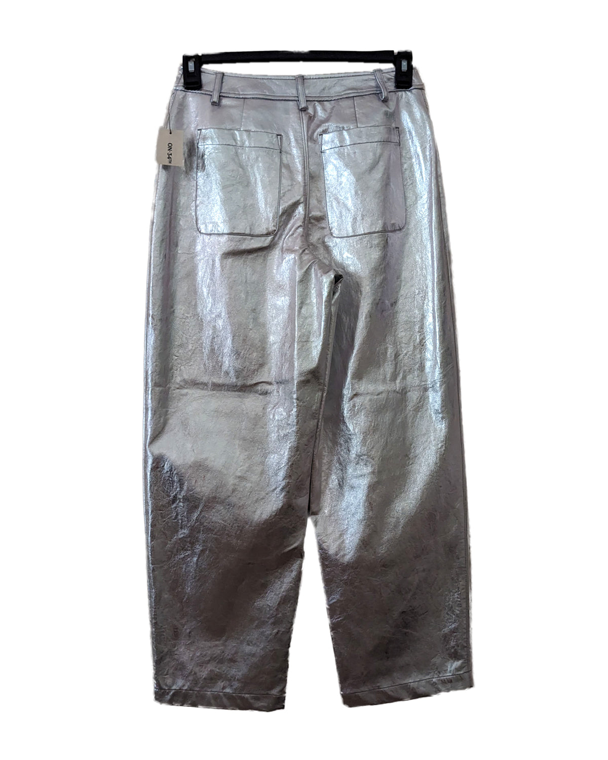 METALLIC FAUX-LEATHER PANTS