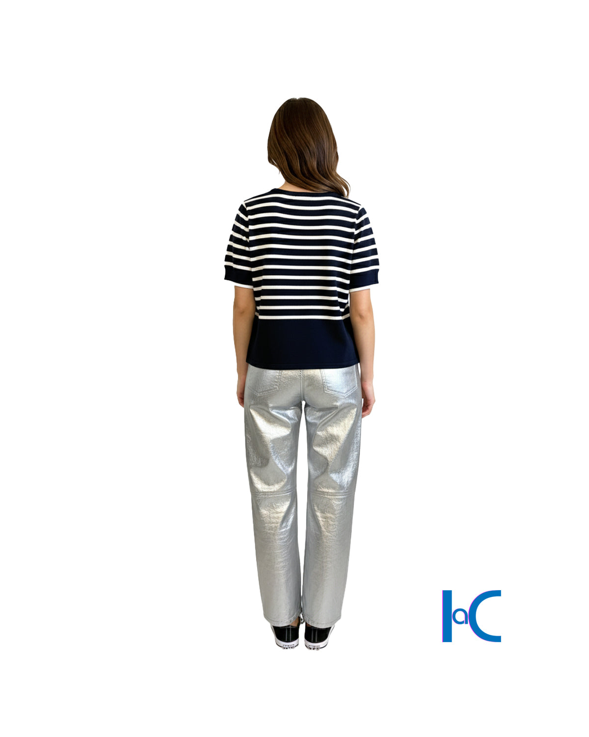 METALLIC FAUX-LEATHER PANTS