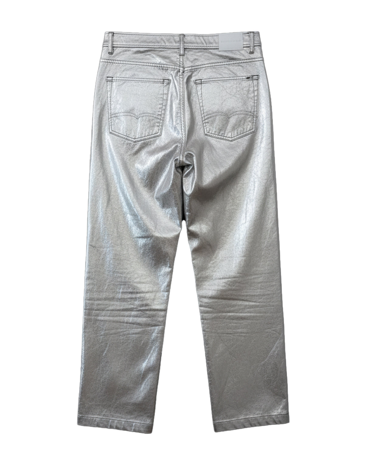 METALLIC FAUX-LEATHER PANTS