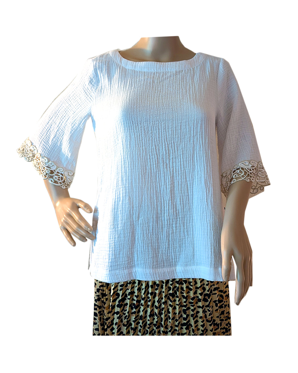 BOAT-NECK WHITE TUNIC TOP