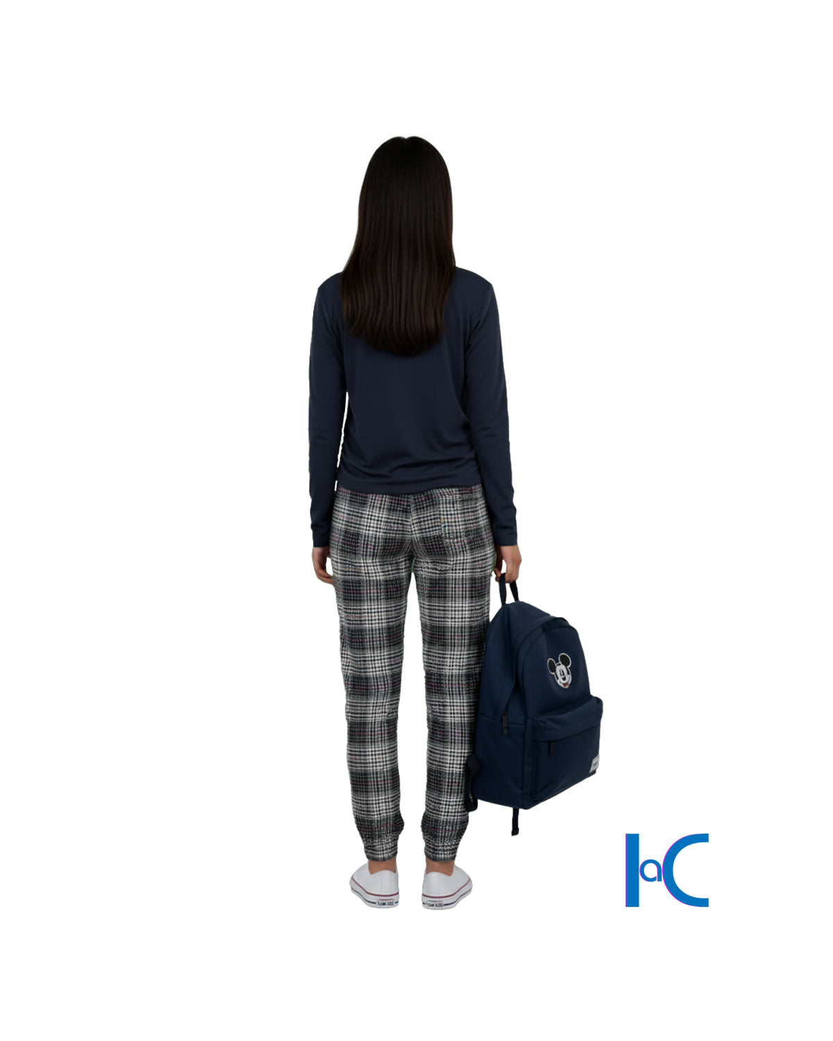 WHITE PINK PLAID JOGGER PANTS