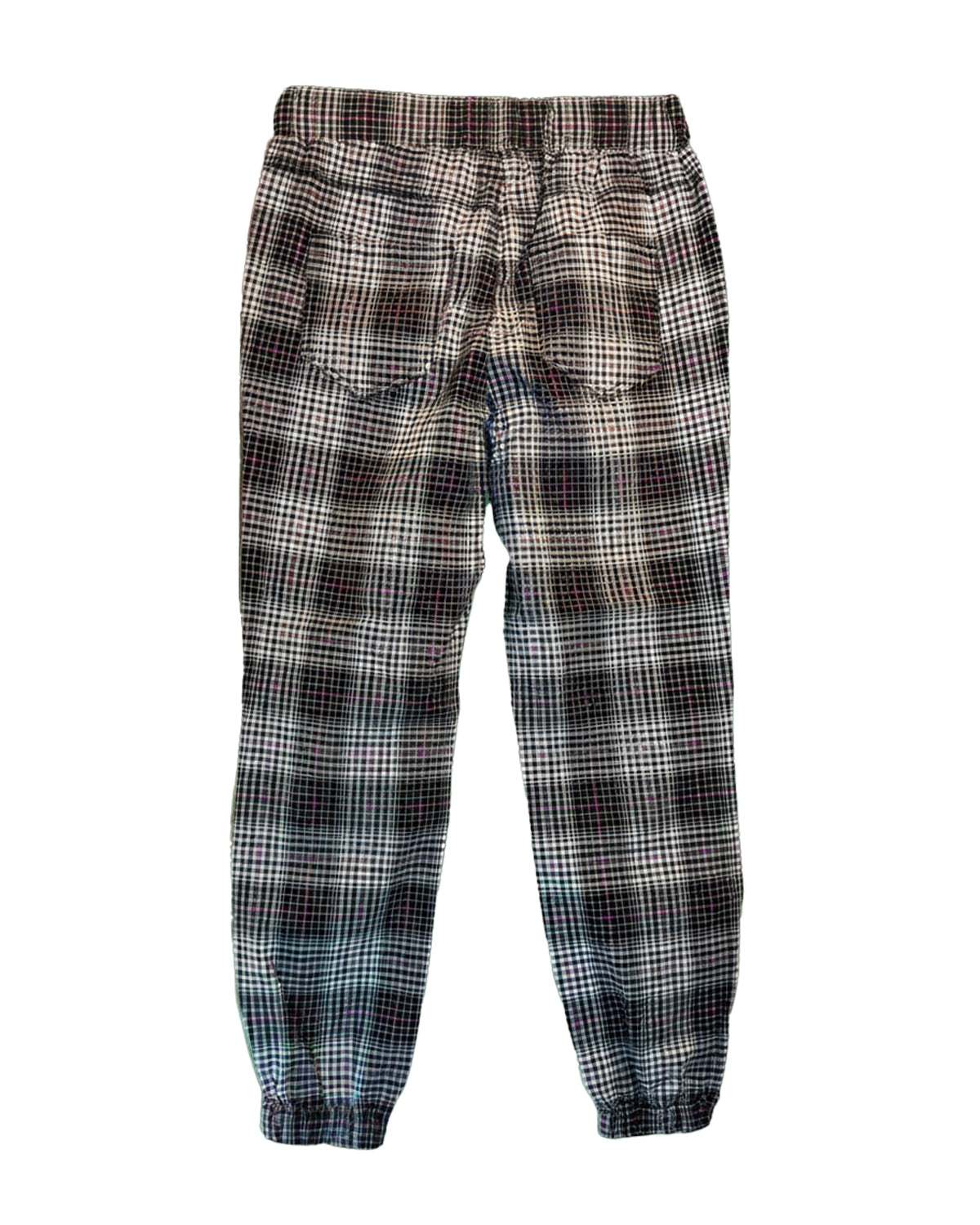 WHITE PINK PLAID JOGGER PANTS
