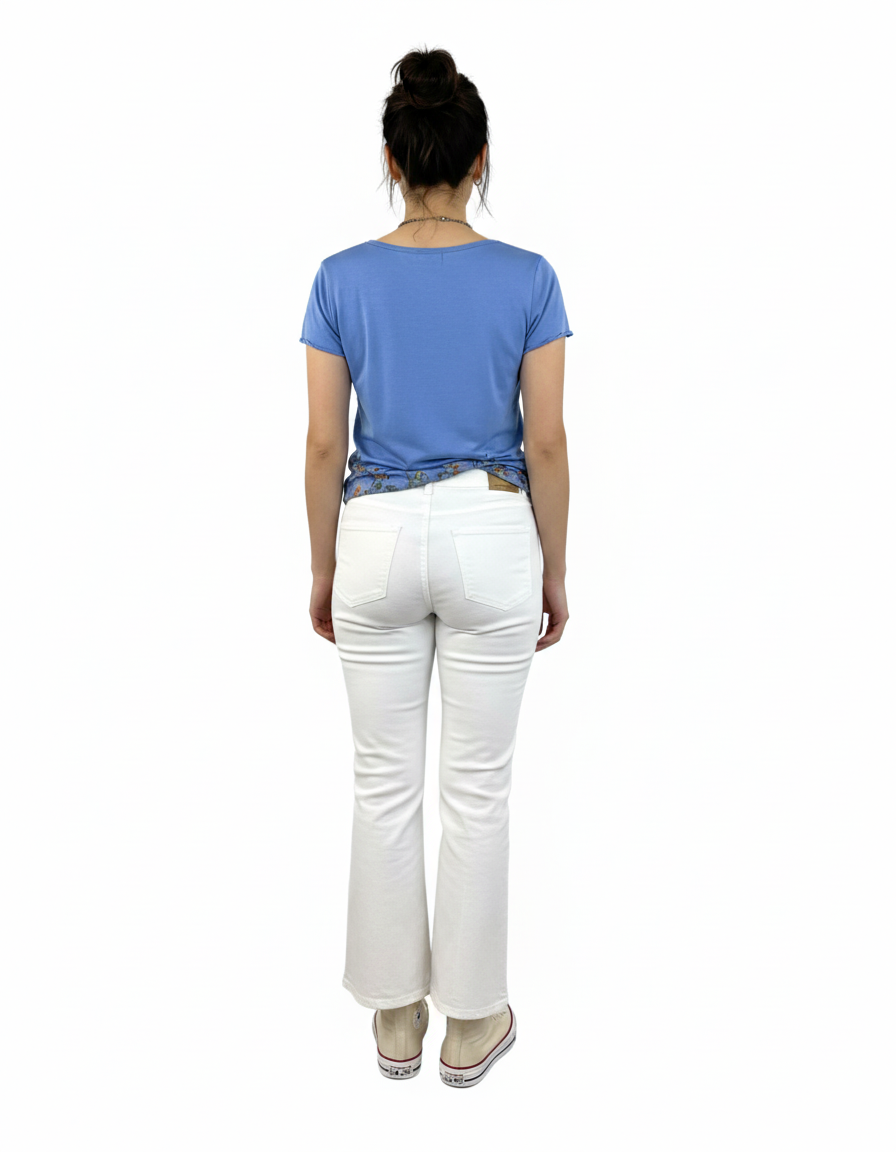 WHITE HIGH-RISE FLARE LEG DENIM