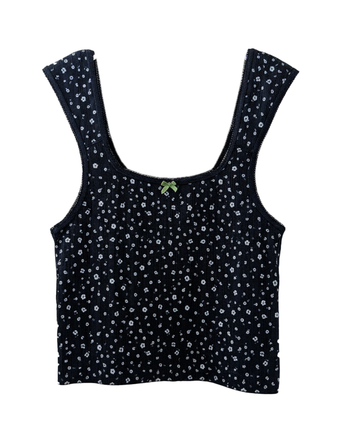 NAVY DITSY SLEEVELESS TANK TOP