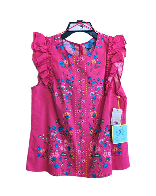 FLORAL RUFFLE SLEEVES SPRING BREAKER