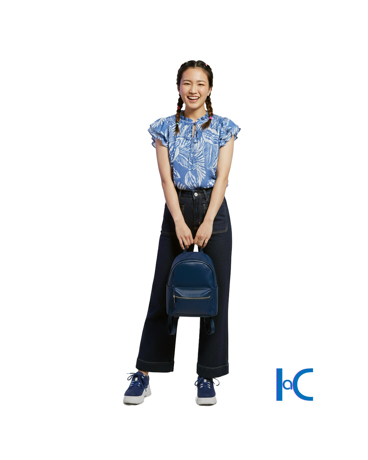 TIE-FRONT RUFFLE CREW NECK TOP