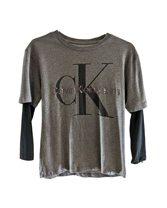 CK JEANS MONOGRAM LAYERED-LOOK TEE