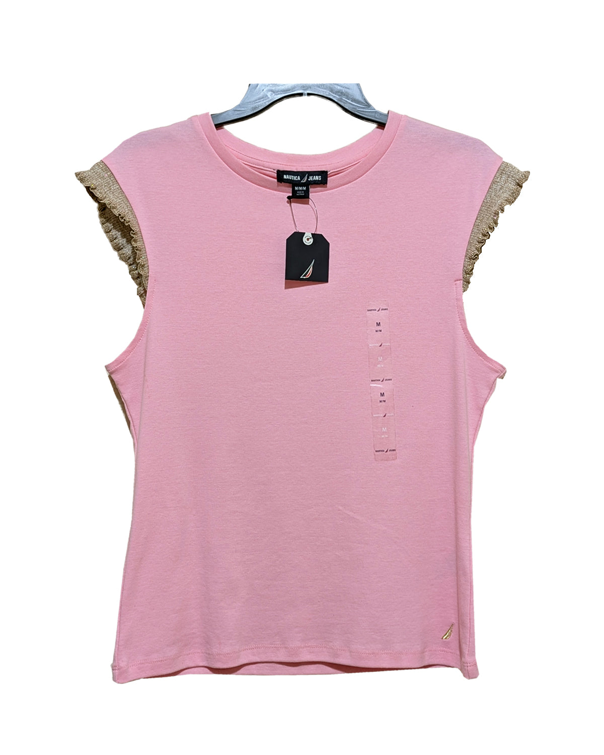 CREW NECK RUFFLED SLEEVE TOP