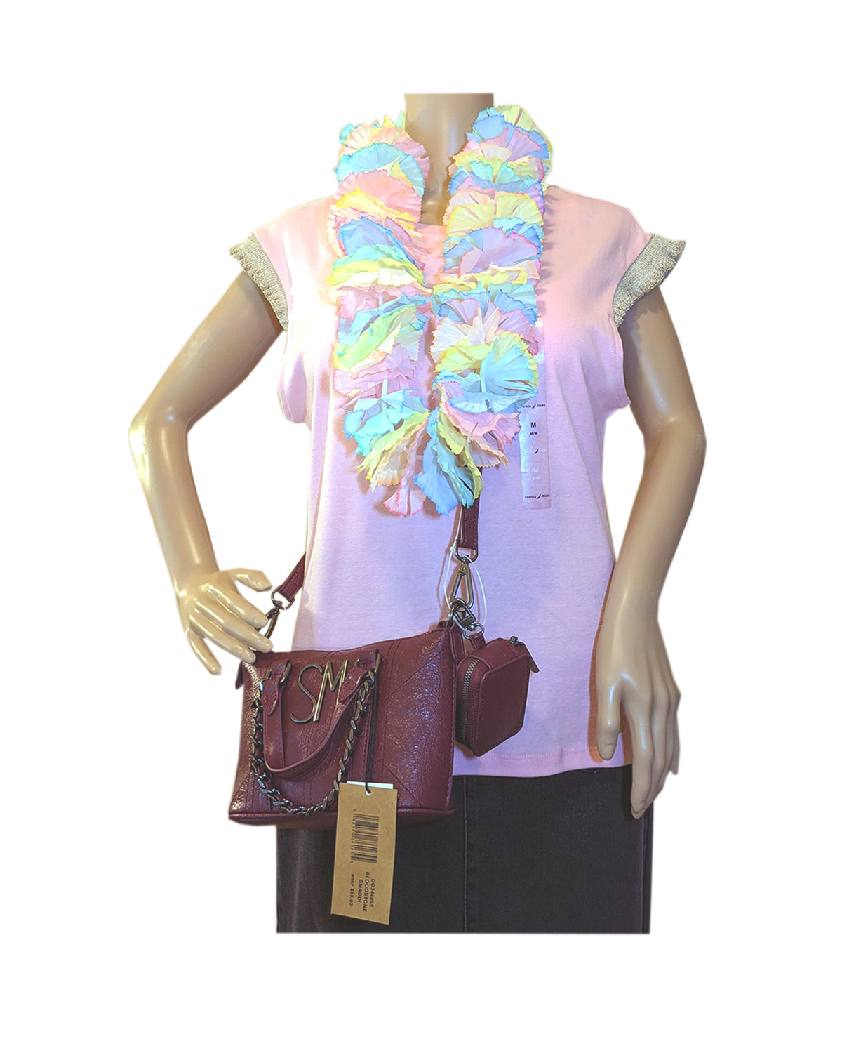 CREW NECK RUFFLED SLEEVE TOP