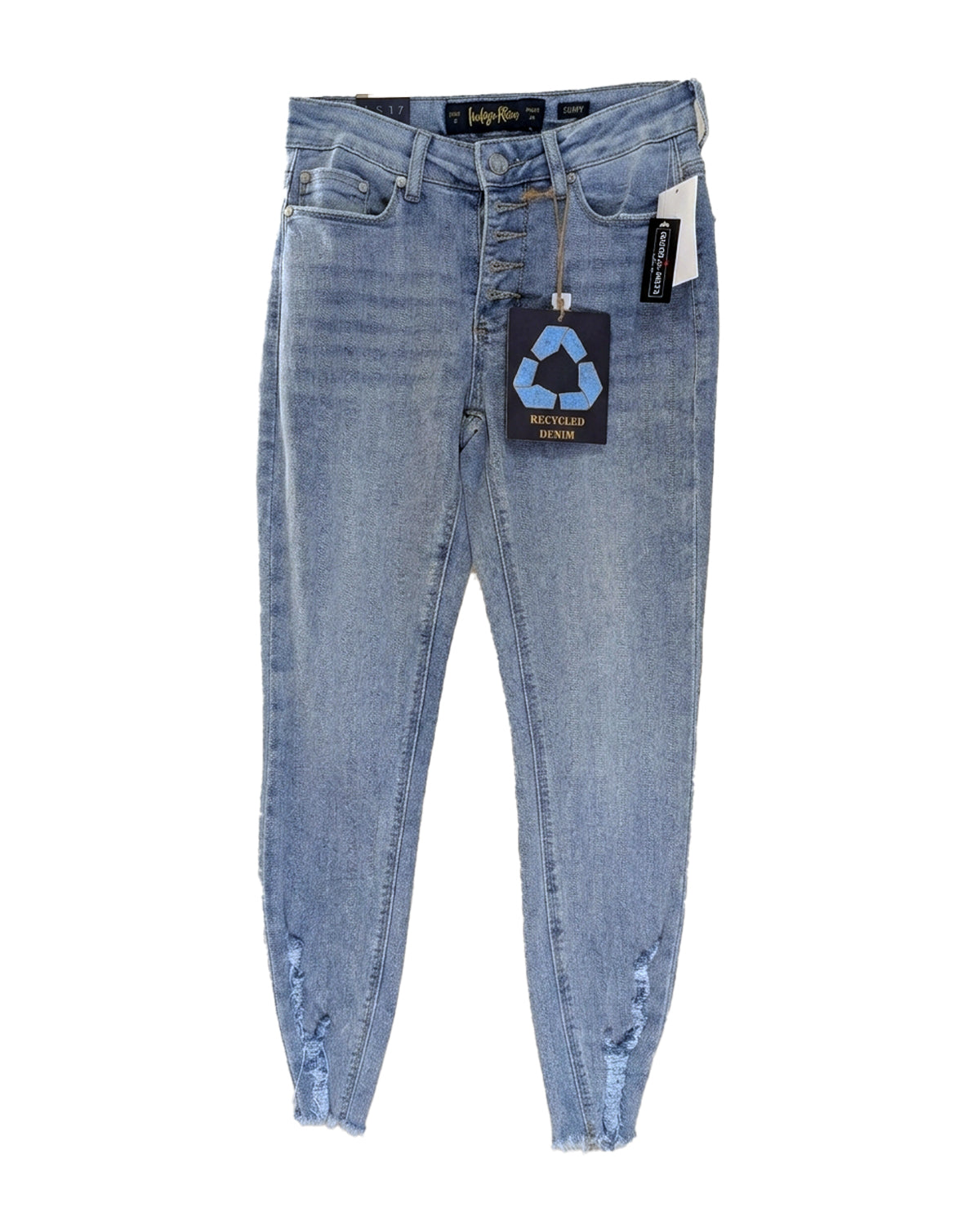 INDIGO REIN CURVY DISTRESSED CROP JEANS