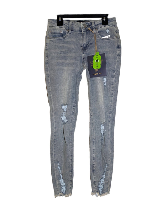 WOMEN'S CURVY CROPPED BLUE JEAN