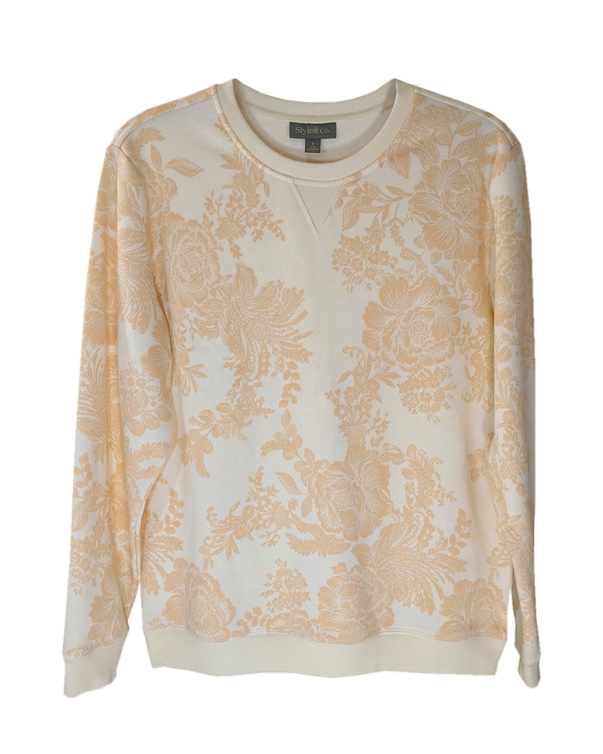FLORAL PRINT V-NOTCH SWEATSHIRT