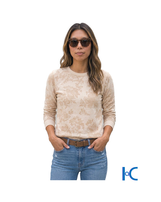 FLORAL PRINT V-NOTCH SWEATSHIRT