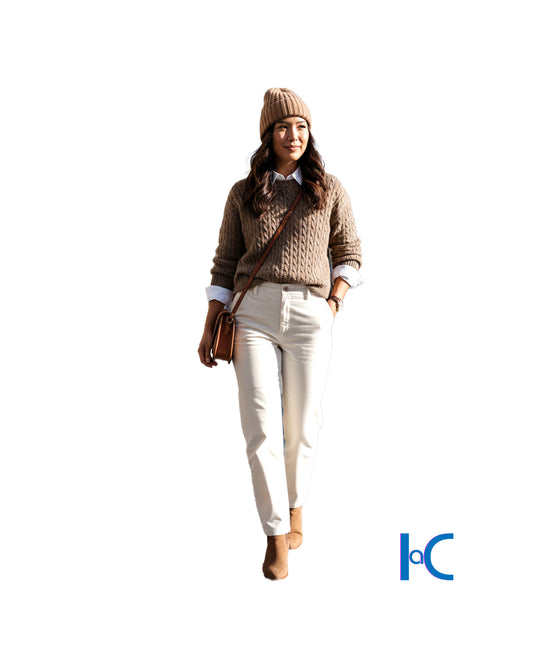 RELAXED CABLE-KNIT CREWNECK SWEATER