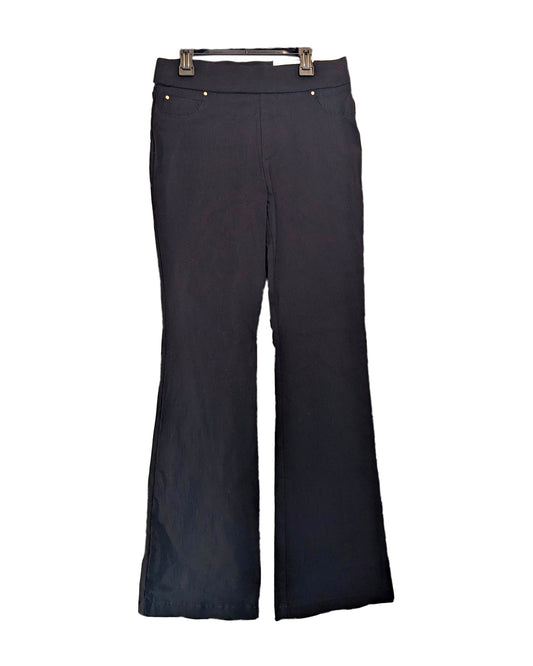 BLACK HIGH-RISE FLARE LEG PANTS