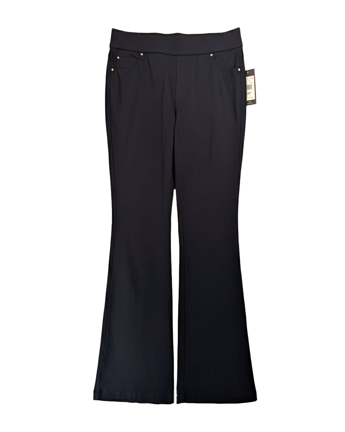 BLACK HIGH-RISE FLARE LEG PANTS