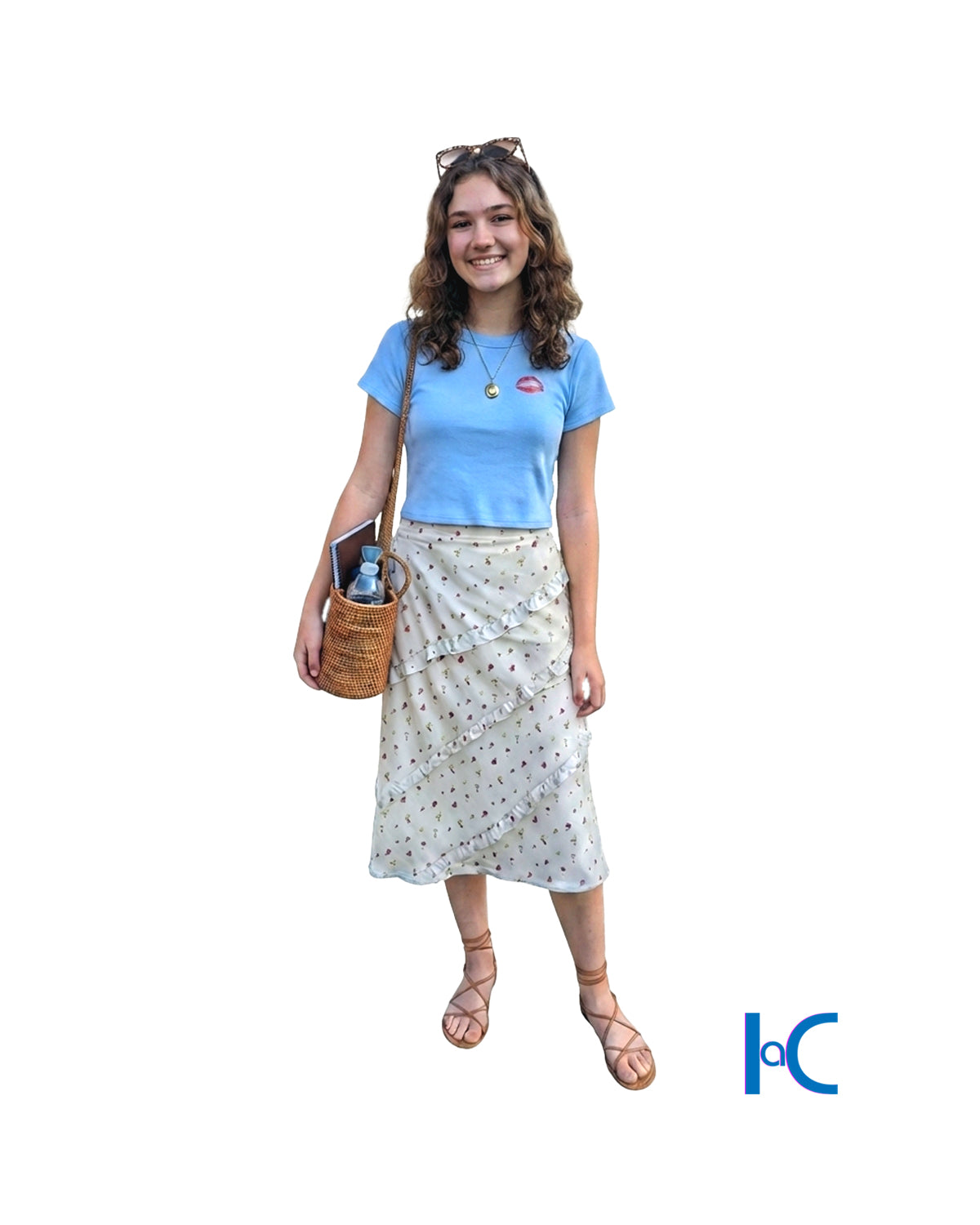 JUNIOR'S FLORAL RUFFLE TIERED SKIRT
