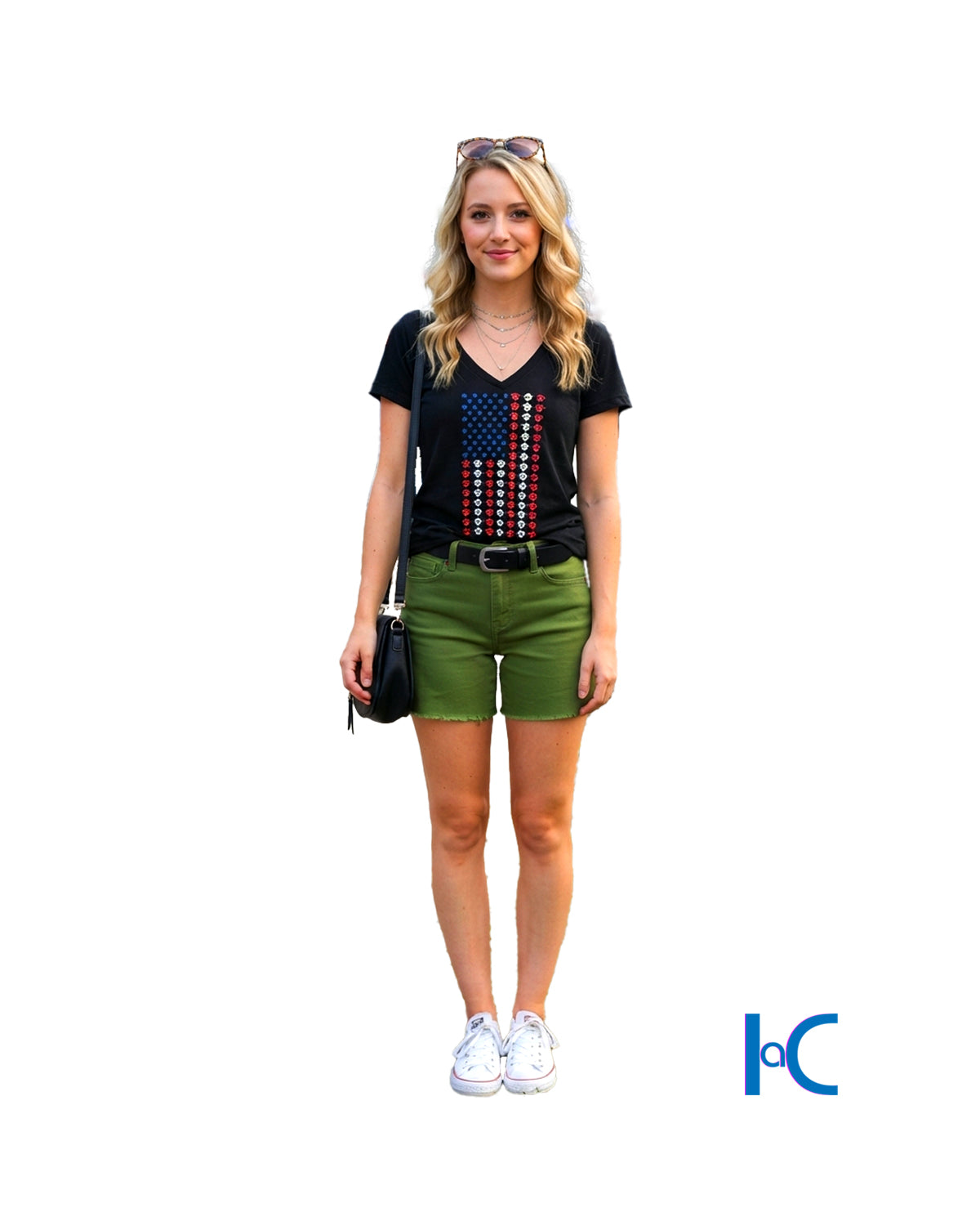 PATRIOTIC PAW PRINT V-NECK TEE