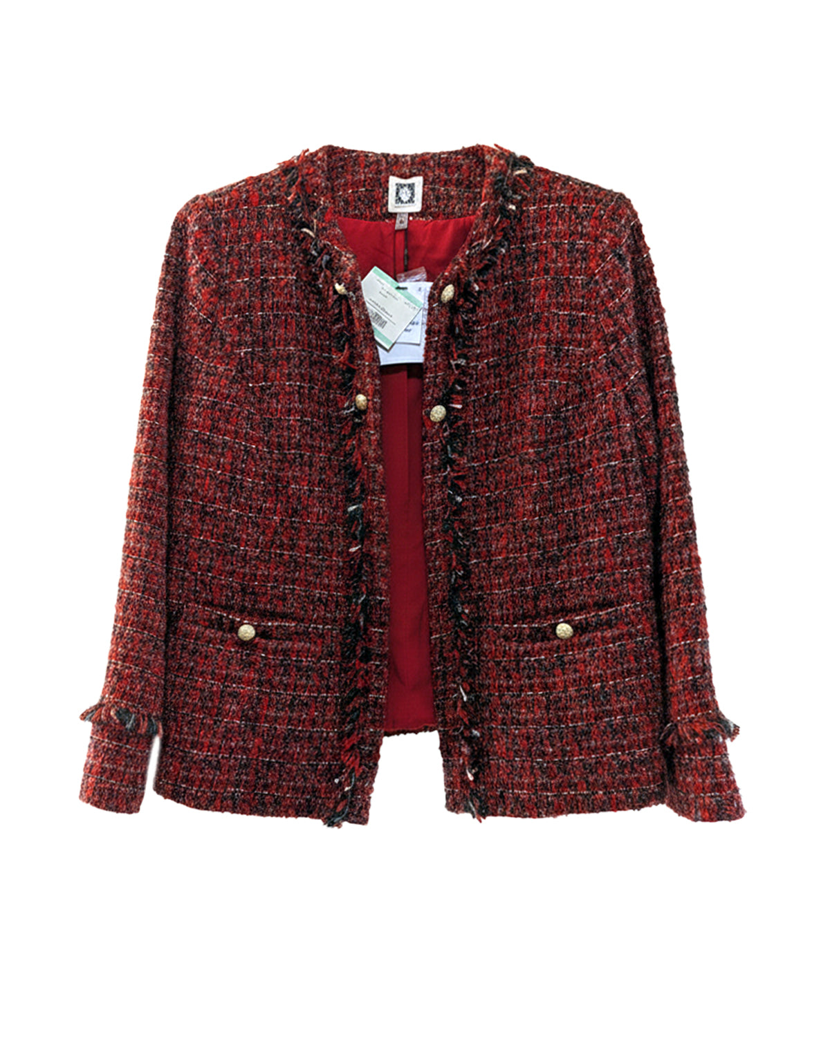 ANNE KLEIN OPEN-FRONT TWEED BLAZER