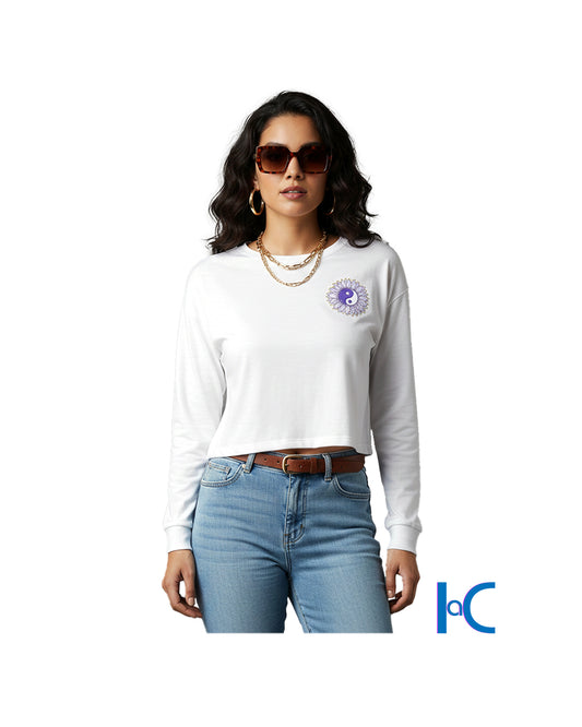 WOMEN'S  CROPPED LONGSLEEVE GRAPHIC TEE