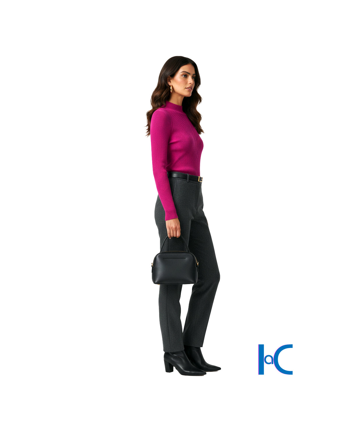 PINK TUTU RIBBED KNIT TURTLENECK TOP