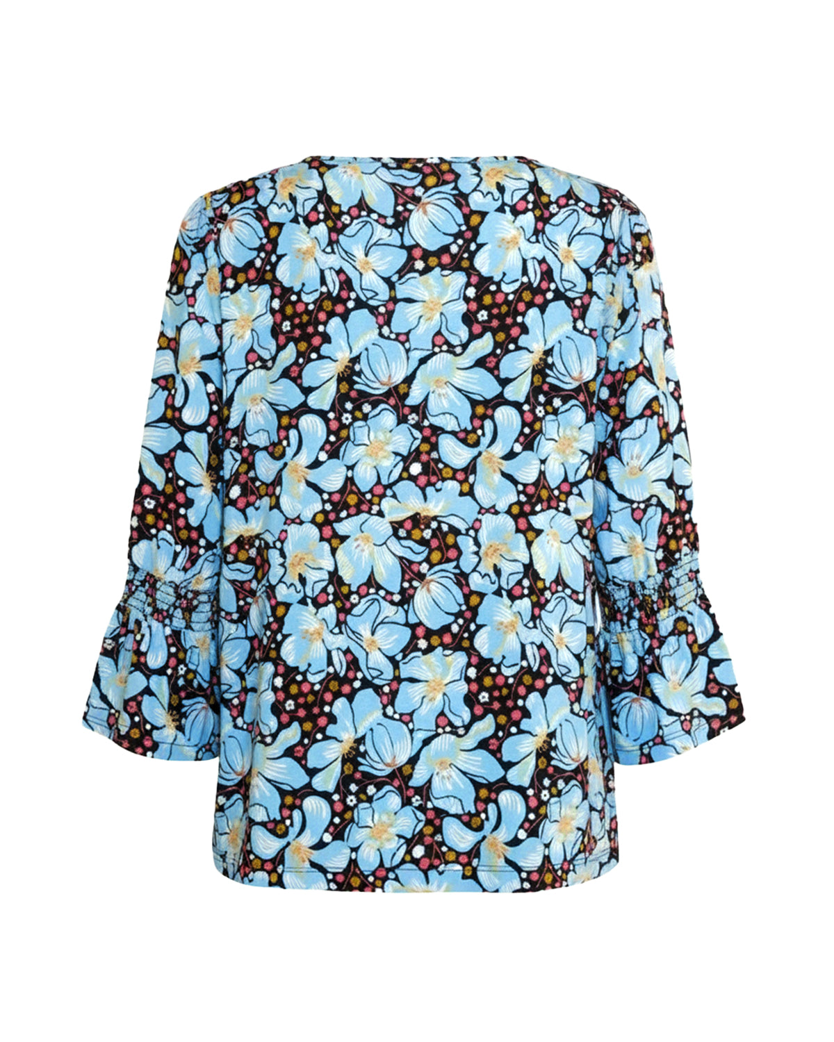 BLOOMING BLUE V-NECK TOP