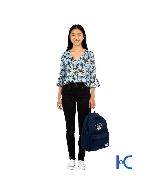 BLOOMING BLUE V-NECK TOP