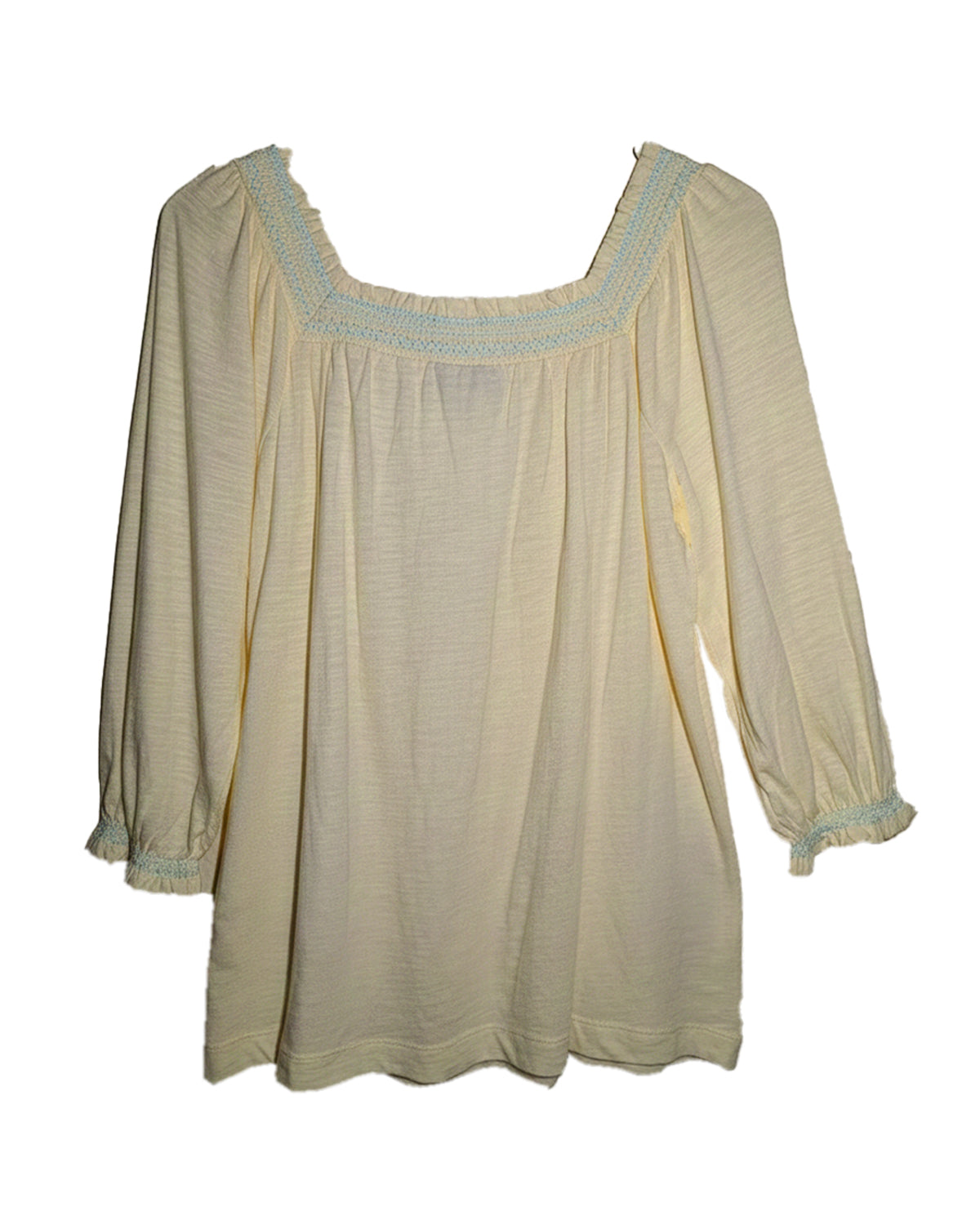 BEIGE SQUARE-NECK PEASANT BLOUSE