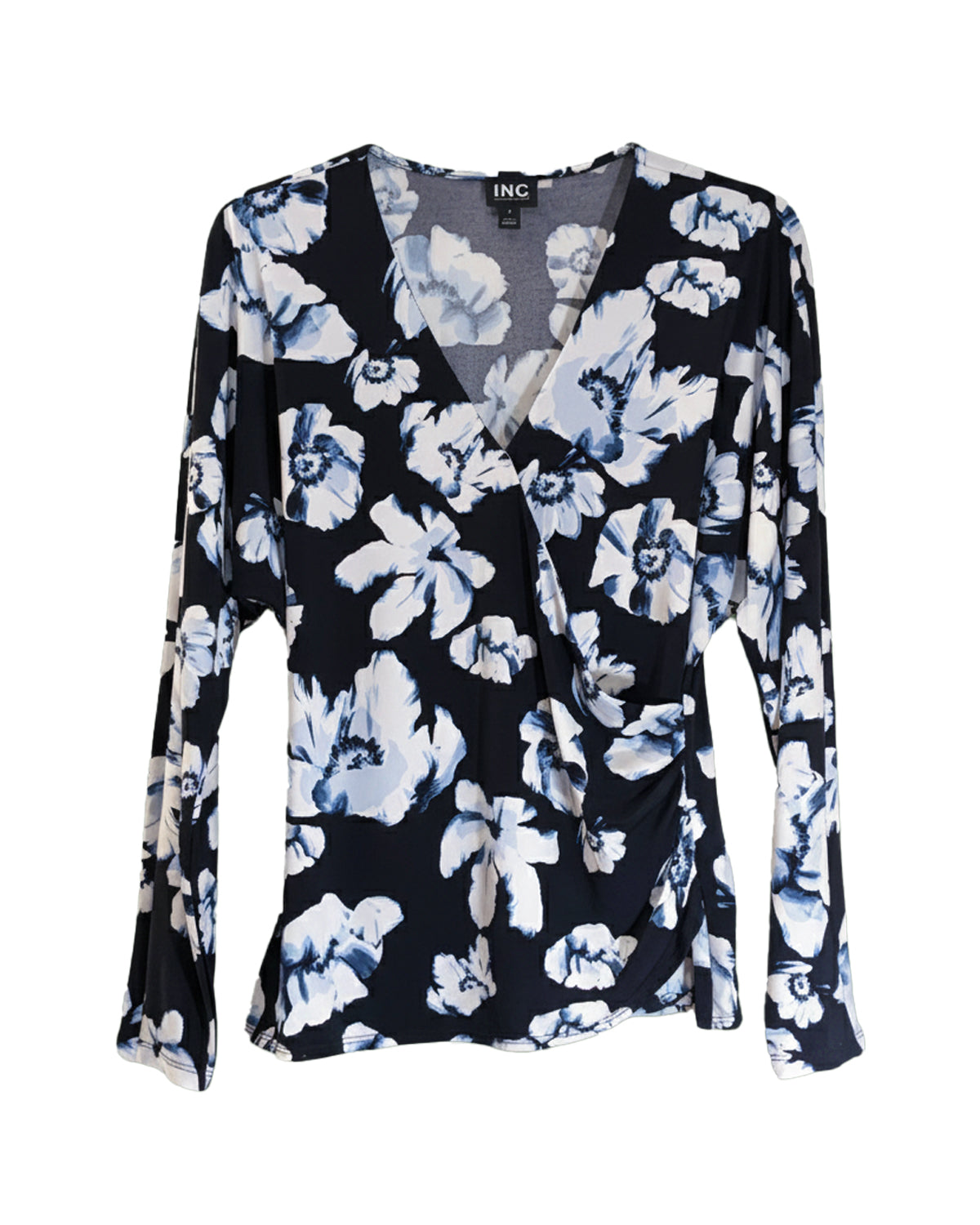 DOLMAN-SLEEVE SURPLICE-NECK BLOUSE