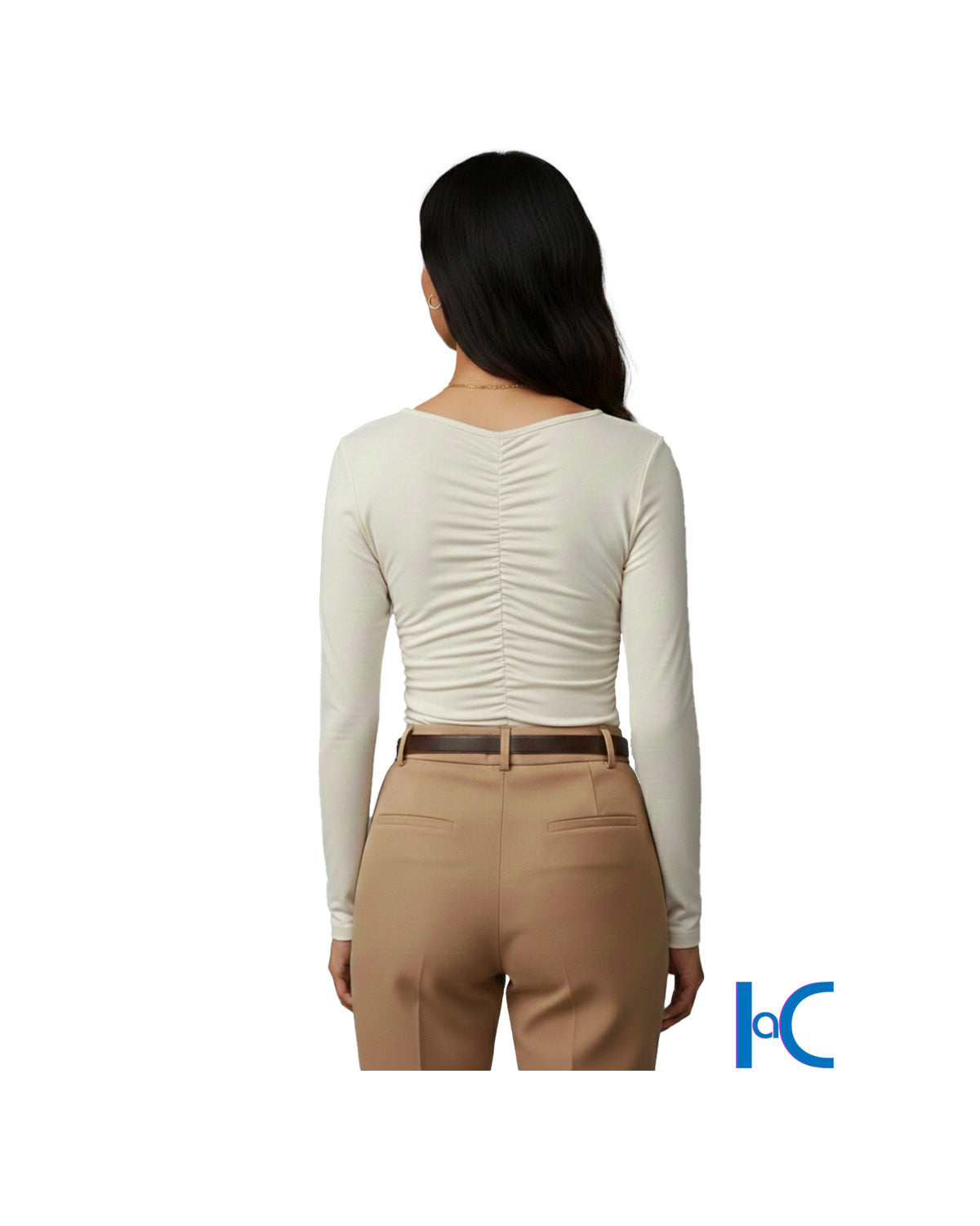 RUCHED CENTER-SEAM VINTAGE CREAM TOP