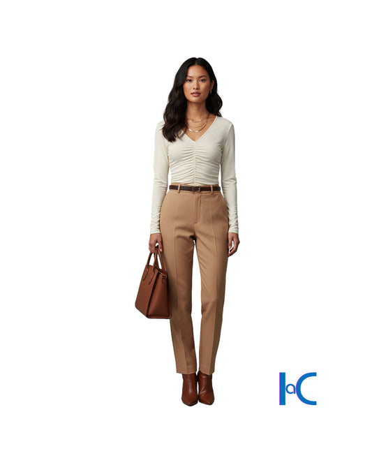 RUCHED CENTER-SEAM VINTAGE CREAM TOP