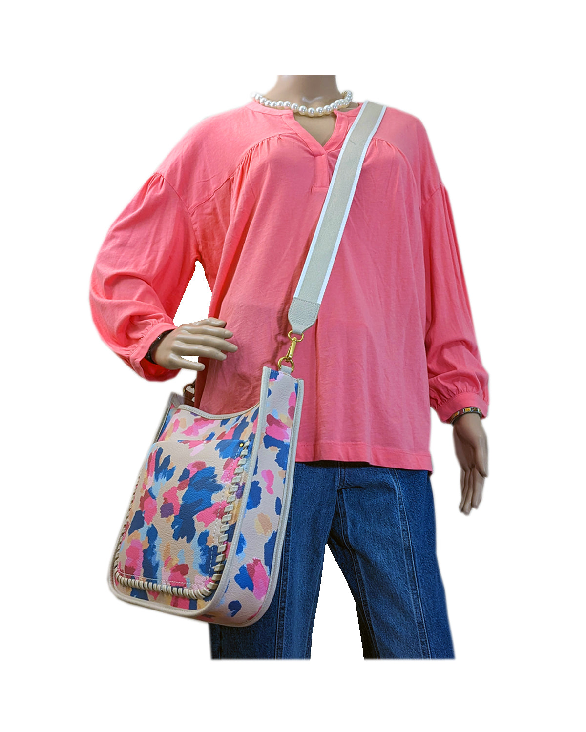 WOMEN'S SALMON ROSE SPLIT-NECK TOP